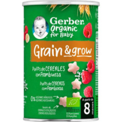 Gerber Snack Organic Trigo Arroz Con Frambuesa Bolsita 35 Gr.